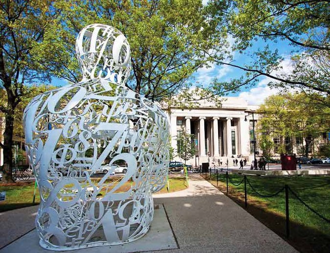 Thinking man sculpture on the MIT campus