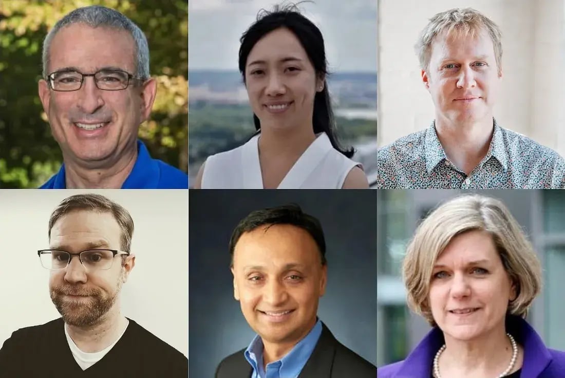 The 2024 Teaching with Digital Technology Award winners include: (top row, left to right) Josh Angrist, Cong Cong, Ben Fry; (second row, left to right) Michael Maune, Rama Ramakrishnan, Nancy Rose.