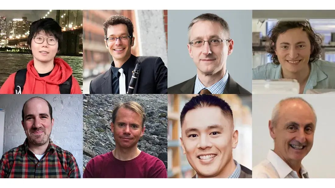 The 2025 Teaching with Digital Technology Award winners include: (top row, left to right) Shen Shen, Eran Egozy, Christopher Noe, Anthony Pennes; (second row, left to right) Zachary Lieberman, Scott Scheffield, Eric So, Peter Dourmashkin.