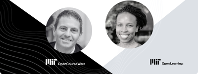 Portraits of June Odongo and Christopher Capozzola with logos of MIT OpenCourseWare and MIT Open Learning