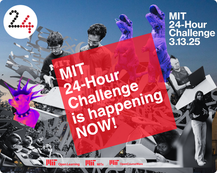 photo collage that includes the MIT campus, students, instructor, a learner, a dog, beavers, and dinosaurs