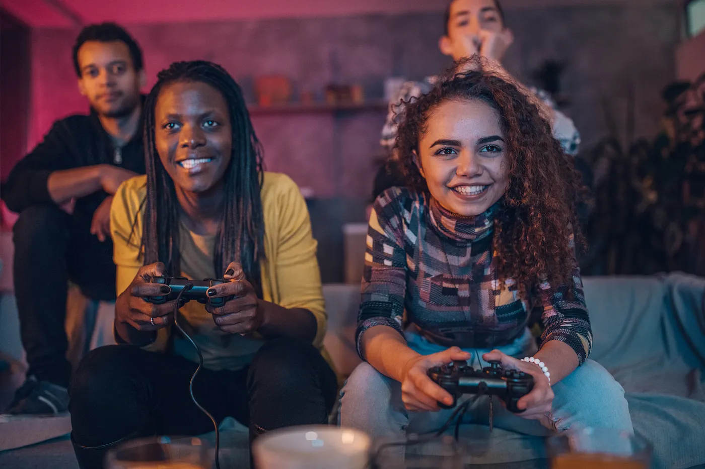 Young people playing video games