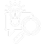 lightbulb magnifying glass speech bubble